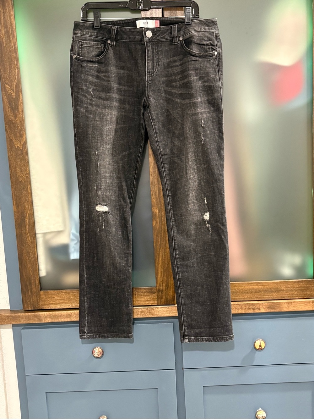 CAbi women’s boyfriend Slim  Black Distressed Jeans